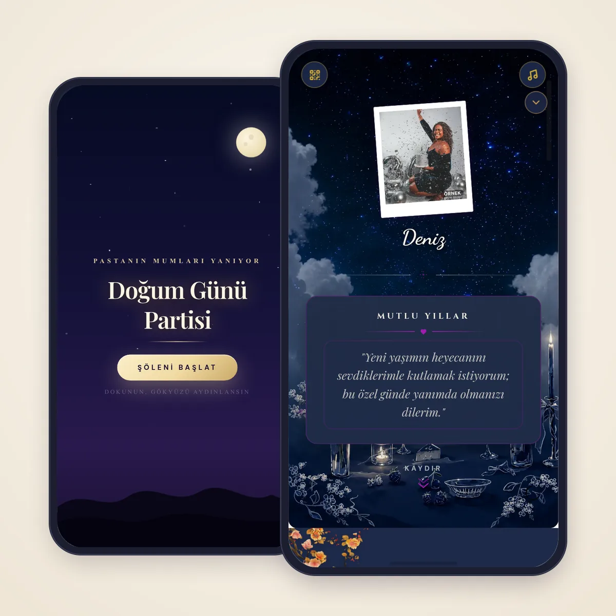 Yepyeni Bir Yaş Dijital Doğum Günü Davetiyesi